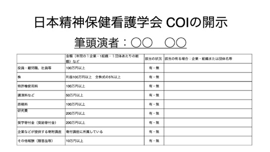 申告すべき利益相反がある場合
